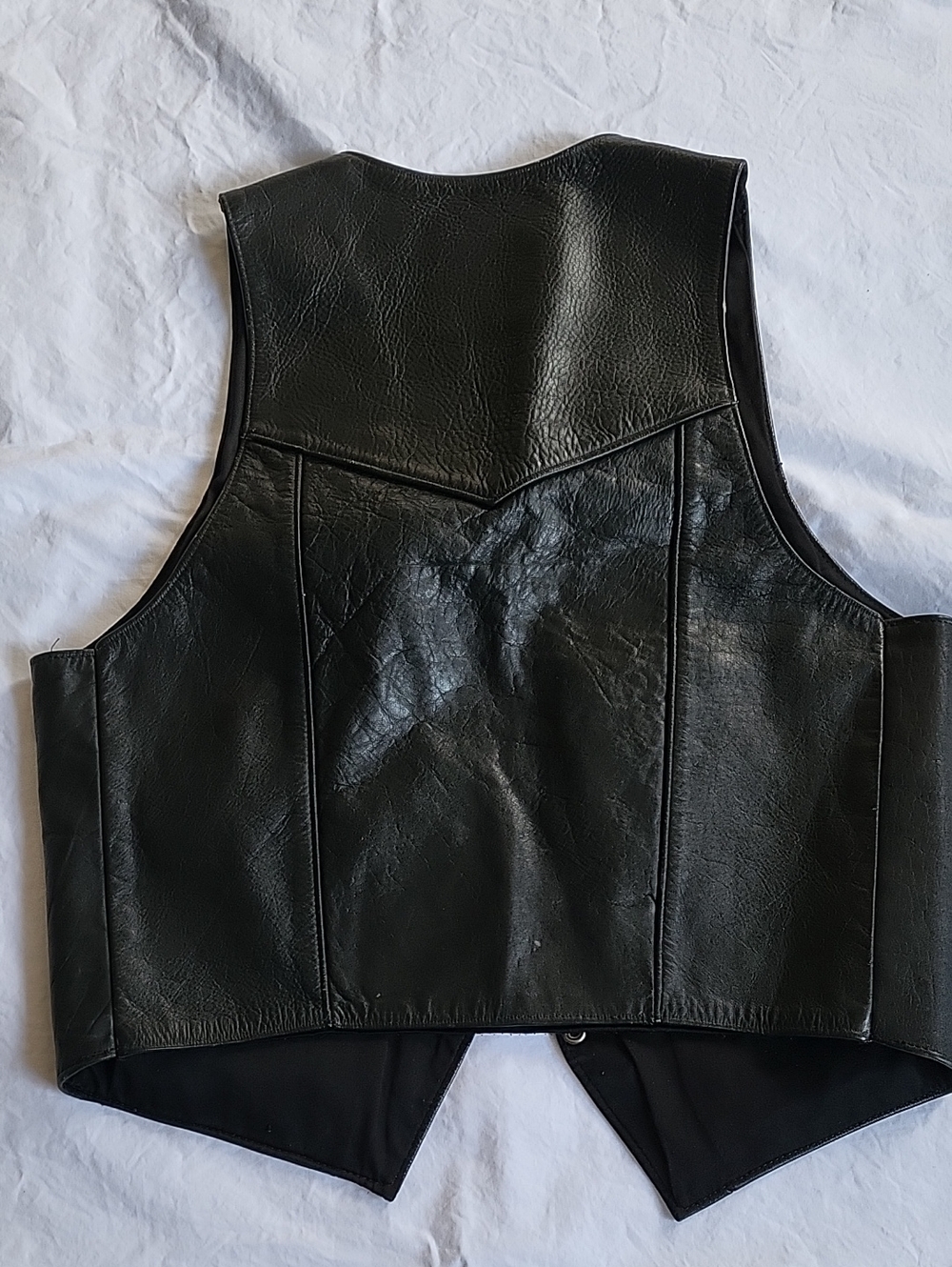 Espinozas Black Leather Vest with Concho Tassel Details Size S - Picture 3 of 5